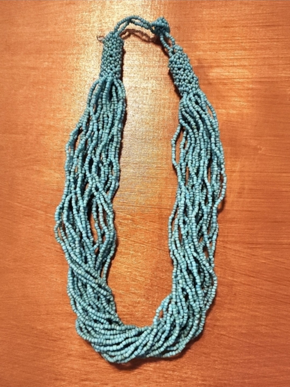 Turquoise Multi-Strand Seed Bead Necklace - Blue